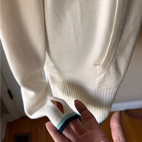 Talbots Cream Cowl Neck Sweater with Colorful Stripes NWT - Picture 5 of 12